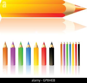 vector illustration of colour pencils isolated on white Stock Vector