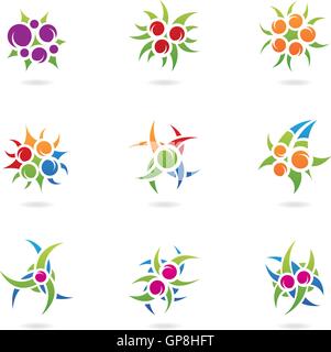 graphic design elements and plant like icons Stock Vector