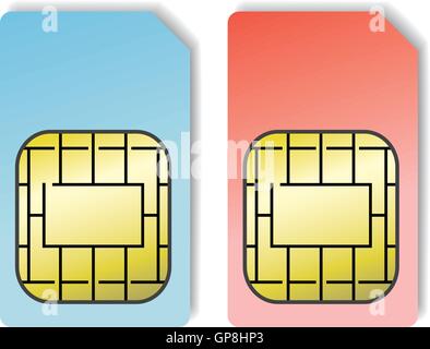 2 sim cards isolated on a white background Stock Vector
