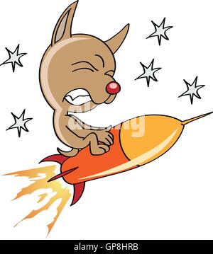 space dog flying on a rocket Stock Vector