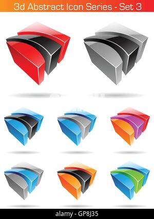 Vector EPS illustration of 3d Abstract Icon Series - Set 3 Stock Vector