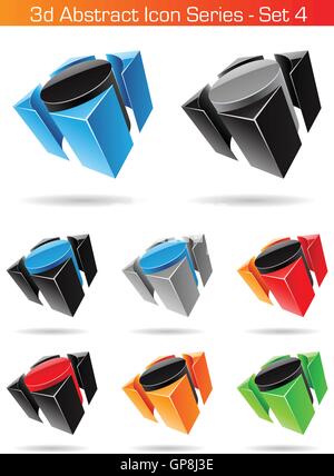 Vector EPS illustration of 3d Abstract Icon Series - Set 4 Stock Vector