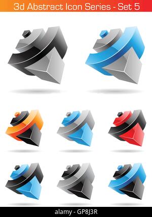 Vector EPS illustration of 3d Abstract Icon Series - Set 5 Stock Vector