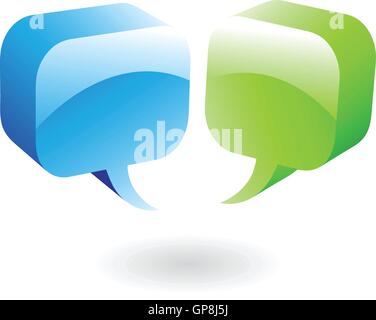 glossy green and blue speech bubbles Stock Vector
