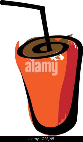 Line art drink in orange glass isolated on white Stock Vector