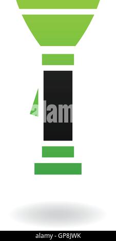 Green and black flashlight isolated on white Stock Vector