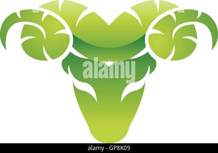 Glossy green ram isolated on white Stock Vector