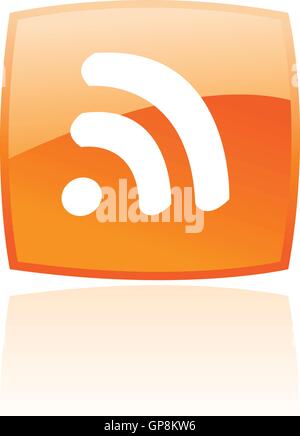 Glossy rss in orange button isolated on white Stock Vector