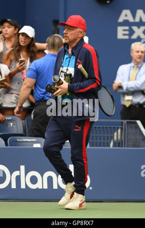 Flushing Meadows, New York, USA. 2nd September, 2016. Boris Becker seen at Arthur Ashe Stadium at the USTA Billie Jean King National Tennis Center on September 2, 2016 in Flushing Queens.  Credit:  MediaPunch Inc/Alamy Live News
