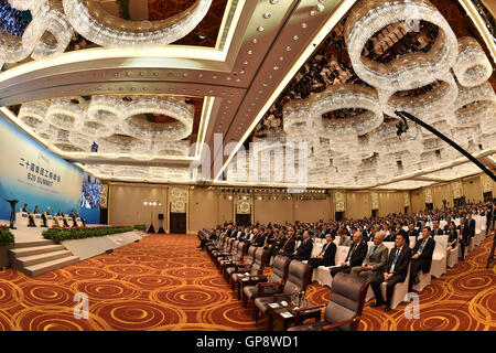 Hangzhou, China's Zhejiang Province. 3rd Sep, 2016. The Business 20 (B20) summit starts in Hangzhou, capital of east China's Zhejiang Province, Sept. 3, 2016. © Huang Zongzhi/Xinhua/Alamy Live News Stock Photo