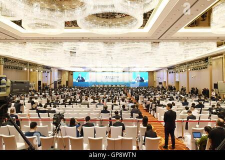 Hangzhou, China's Zhejiang Province. 3rd Sep, 2016. The Business 20 (B20) summit starts in Hangzhou, capital of east China's Zhejiang Province, Sept. 3, 2016. Credit:  Chen Yehua/Xinhua/Alamy Live News Stock Photo