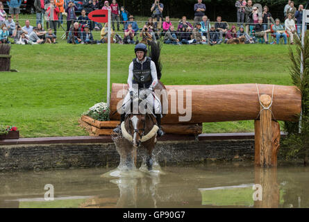 Burghley House, Burghley, UK. 03rd Sep, 2016. Land Rover Burghley Horse Trials. Cross Country. GLENGARNOCK ridden by Paul Sims is safely over at the Trout Hatchery Credit:  Action Plus Sports/Alamy Live News Stock Photo