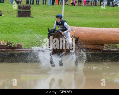 Burghley House, Burghley, UK. 03rd Sep, 2016. Land Rover Burghley Horse Trials. Cross Country. NOBILIS 18 (AUS) ridden by Christopher Burton is safely over at the Trout Hatchery Credit:  Action Plus Sports/Alamy Live News Stock Photo