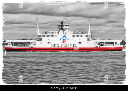 A Red Funnel ferry service in Southampton Water. Stock Photo
