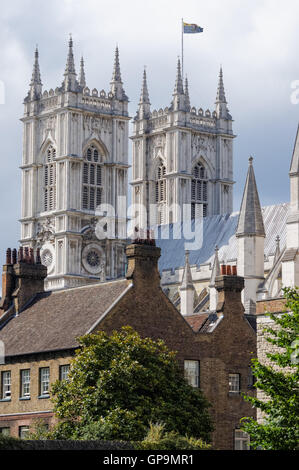 Towers of Westminster Abbey cathedral in London, England United Kingdom UK Stock Photo