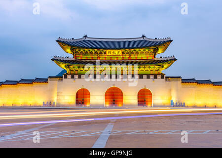 Korea,Gyeongbokgung palace at night in Seoul, South Korea Stock Photo