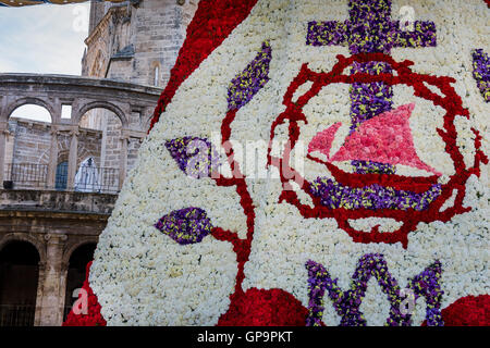 Valencia, Spain - March 16, 2008 - The Fallas Festival, feast of Saint Joseph with the floral offering to the Virgin Mary Stock Photo