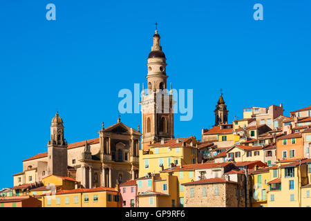 Church Towers in Menton Southern France Stock Photo
