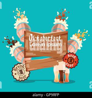 Beer Glass Barrel Oktoberfest Festival Banner Stock Vector