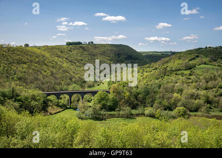 Monsal Head viaduct, a well known landmark near Bakewell in the Peak District national park. Stock Photo
