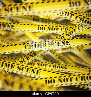 Crime scene yellow caution tape background. Security concept. 3d  illustration Stock Photo - Alamy