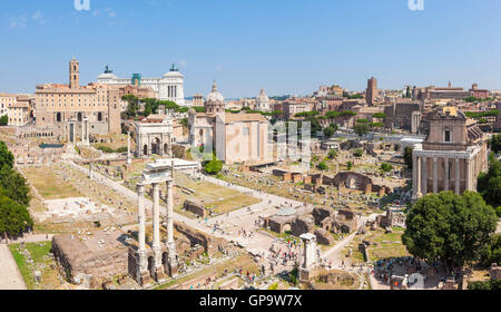 Roman Forum and Rome Skyline from the Palatine Hill viewpoint Rome Italy Roma Lazio  Italy EU Europe Stock Photo