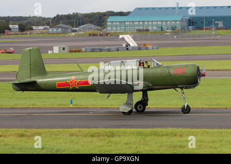 G-BVVG, a privately owned Nanchang CJ6, taxis out for display at the Scottish International Airshow in 2016. Stock Photo