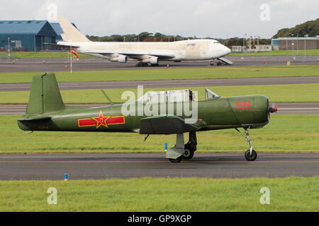 G-BVVG, a privately owned Nanchang CJ6, taxis out for display at the Scottish International Airshow in 2016. Stock Photo