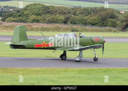 G-BVVG, a privately owned Nanchang CJ6, taxis out for display at the Scottish International Airshow in 2016. Stock Photo