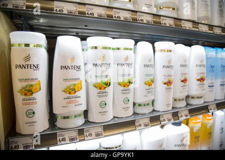 Bottles of Pantene shampoo on the shelf at a store Stock Photo