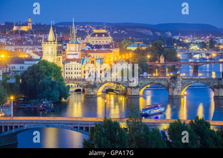 Prague is the capital of the Czech Republic. It is the largest city of the country and has founded during the Romanesque era. It Stock Photo