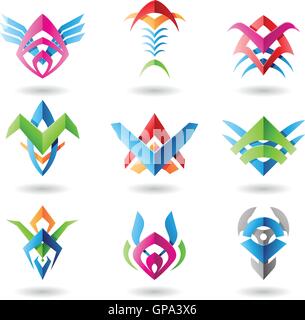 Abstract blade like icons resembling wings, fish and fishbones Stock Vector