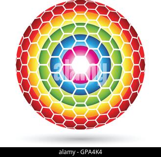 Hexagon Sphere, colorful hexagons forming an abstract ball Stock Vector