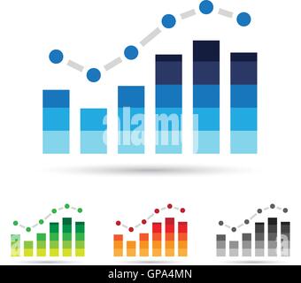 Vector illustration of colorful stats icons Stock Vector