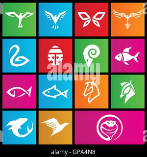 Vector illustration of Metro Style animal icons Stock Vector