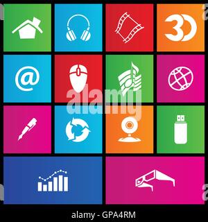 vector illustration of metro style web icons Stock Vector
