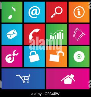 vector illustration of metro style web icons Stock Vector