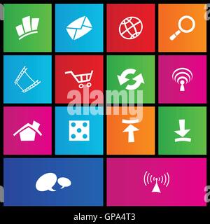 vector illustration of metro style web icons Stock Vector