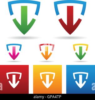 vector illustration of a safe download shield icon Stock Vector