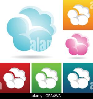 vector eps illustration of colorful cloud icons Stock Vector