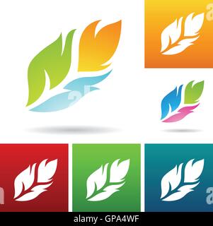 vector eps illustration of colorful feather icons Stock Vector