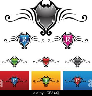 vector eps illustration of colorful royal emblems Stock Vector