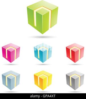 eps vector illustration of colorful cubical icons Stock Vector