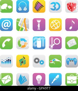 vector illustration of ios 7 style mobile app icons isolated on a white background Stock Vector