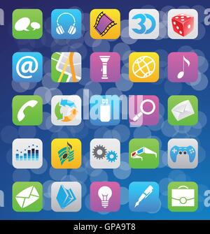 vector illustration of ios 7 style mobile app icons Stock Vector