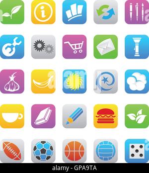 vector illustration of various ios 7 style mobile app icons isolated on a white background Stock Vector