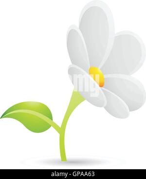 Spring Flower Icon. White on Black Background. Vector Illustration ...