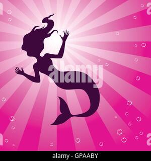 Illustration of Mermaid Underwater isolated on a white background Stock Vector