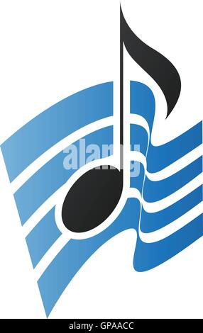 Illustration of Blue Musical Note isolated on a white background Stock Vector