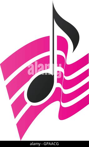 Illustration of Magenta Musical Note isolated on a white background Stock Vector